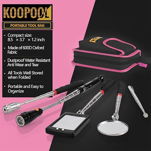 Telescoping Magnetic Pickup Tool Set, Inspection Mirror Telescoping, LED Flashlight, Cool Gadgets for Men, Gifts for Dad, Husband, Kids, Boyfriend, Magnet Stick