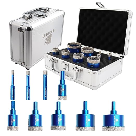 Diamond Hole Saw Kit - Porcelain Tile to Granite Drilling, 9pcs Diamond Drill Bits with Triangle Shank (6 8 10 20 25 32 35 43 50mm)