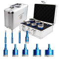 Diamond Hole Saw Kit - Porcelain Tile to Granite Drilling, 9pcs Diamond Drill Bits with Triangle Shank (6 8 10 20 25 32 35 43 50mm)