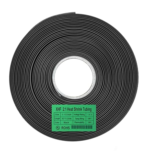 XHF UL Listed 82 FT 1.5" Heat Shrink Tubing Roll 2:1,Electrical Industrial Shrink Tube for Wire Insulation Black