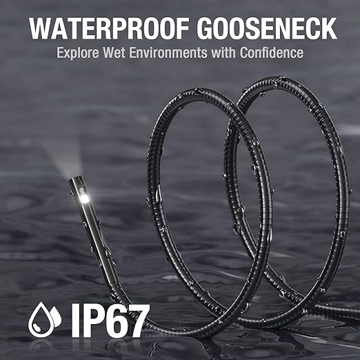 Dual Lens Endoscope with 5" Monitor, Teslong NTS500 Industrial Waterproof Borescope Inspection Camera with 0.21in Front & Side-View Double Lens with 9.8FT Probe, 5-Inch IPS LCD Screen & Case