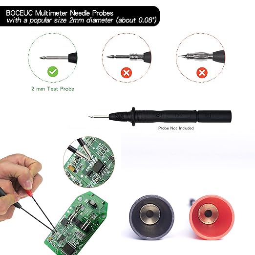Multimeter Probes, 2mm Extended Needle Test Probes for Fluke Leads tl71 tl75,4 Pack