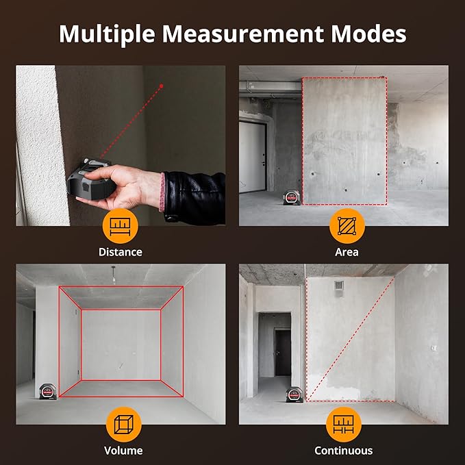 2-in-1 Laser Tape Measure, 152Ft Rechargeable Laser Measurement Tool & 16Ft Self-Locking Tape, Movable Magnetic Hook, Supports Ft/in/M, Area, Volume, Pythagoras for Construction, DIY, Woodworking