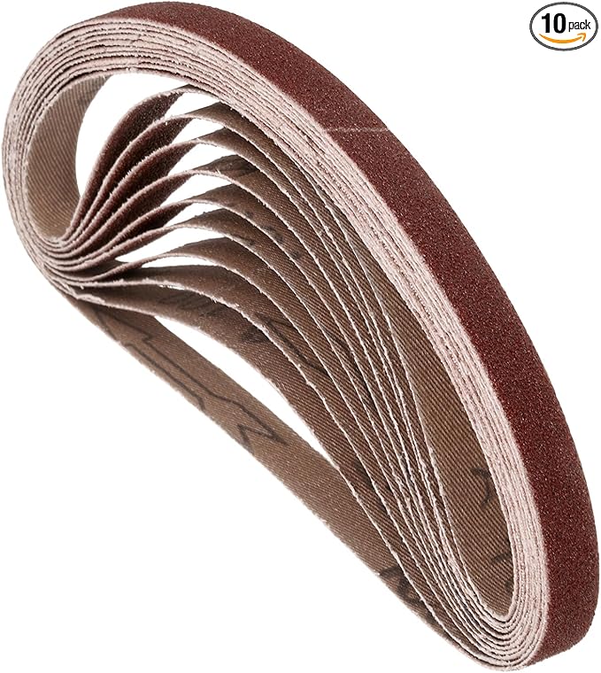 10 Pcs Sanding Belts 3/8 x 13 Inch 100 Grit Aluminum Oxide Abrasive Sandpaper for Belt Sander Metal Grinding Wood Working Weld Rust Removal