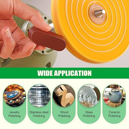 7PCS 6 Inch Polishing Wheels Kit for Bench Grinder, Include 1/2" Arbor Hole 2 White Cotton Polish Wheels(70Ply), Yellow Cotton Wheel(42Ply), Soft Flannel Buffing Wheel(30Ply)& 3 Polishing Compound Set