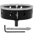 4 Inch Diamond Hole Saw with Pilot Drill Bit, 4" Serrated Brazing Tile Hole Saw Diamond Core Drill Bits with Guiding Bit for Ceramic Porcelain Tile Glass Stone Granite Marble