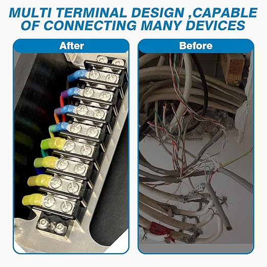 GLOSO Marine Terminal Blocks TBD Double Row Stainless 10-22 AWG Cu, 30A/600V- 1 Pack, 10 Poles