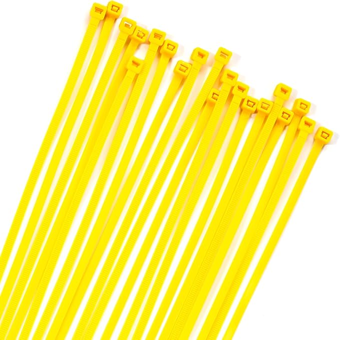 XINGO 100PCS Cable Zip Ties Heavy Duty, Premium Nylon Plastic Wire Ties with 50 Pounds Tensile Strength, Self-Locking Black Nylon Zip Ties for Indoor and Outdoor (12 inch, Yellow)