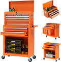 8-Drawer Rolling Tool Chest with Wheels, 2-in-1 Detachable Tool Box with Drawers and Large Cabinet, Rolling Tool Chest Storage Cabinet with Lockable for Warehouse, Garage, Workshop (Orange)