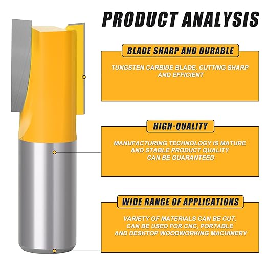 70PCS 1/2 Inch Shank Router Bit Set Door Window Bites with Tungsten Carbide Tips for Use On Wood, Metal, Plastic