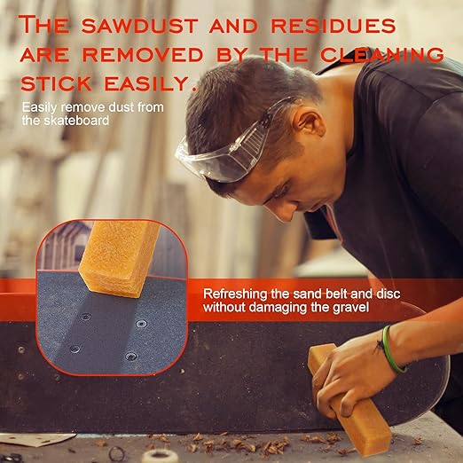 Sanding Belt & Disc Cleaner Stick 1-1/2"x1-1/2 x7-7/8 - Natural Rubber Abrasive Reviver for Woodworking Sanders, Restores Grit & Extends Belt Life