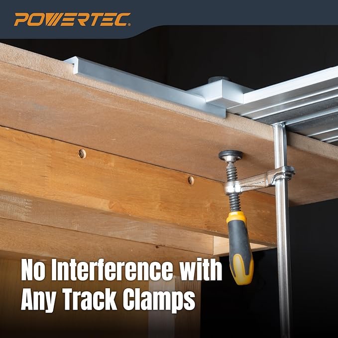 POWERTEC Track Saw Guide Rail Square, 90° Right Angle Guide Rail Protractor, Adjustable Square Guide Compatible with Festool,Makita,Milwaukee, Ridgid,Kreg (71962)