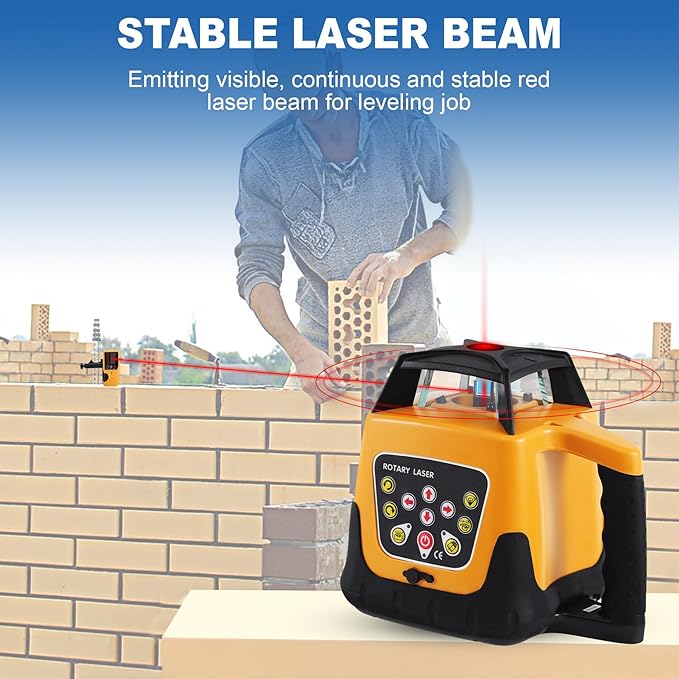 Iglobalbuy Self Leveling Rotary Laser Level System Kit with Surveying Tripod + Aluminum Grade Rod 16.4Ft, Red Beam Automatic Self-leveling Transit Laser Level Grading Rotating Lasers for Construction