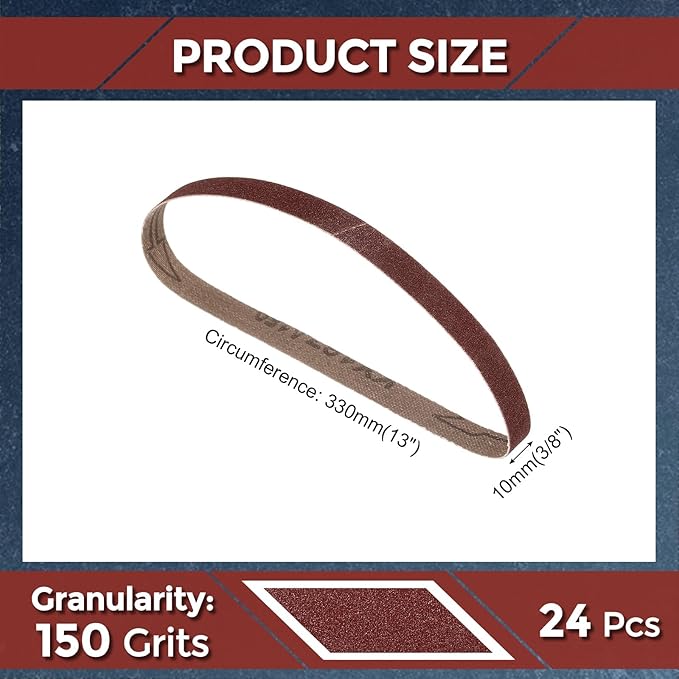24 Pcs Sanding Belts 3/8 x 13 Inch 150 Grit Aluminum Oxide Abrasive Sandpaper for Belt Sander Metal Grinding Wood Working Weld Rust Removal