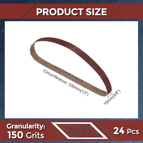 24 Pcs Sanding Belts 3/8 x 13 Inch 150 Grit Aluminum Oxide Abrasive Sandpaper for Belt Sander Metal Grinding Wood Working Weld Rust Removal