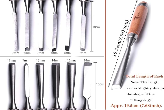 ATOPLEE 12pcs Wood Carving Tools for Woodworking,Professional Wood Chisel Set with Premium Case and Roll Up Bags for Carpenter Craftsman Gift in Most Wood Carving Project