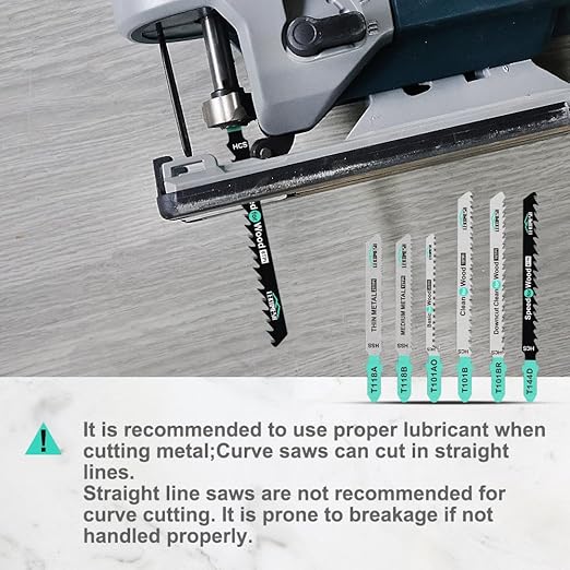 50 PCS Contractor Jigsaw Blades Set - Assorted T-Shank Jig Saw Blades for Wood, Plastic and Metal Cutting(T118A,T118B,T101AO,T101B,T101BR,T144D)