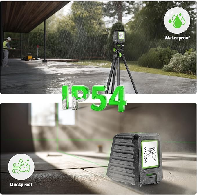 Laser Level with 60in Tripod, Huepar 150°/150Ft Self Leveling Lazer Leveler Tool with Pulse Mode (197Ft), Switchable Green Cross Line for Picture Hanging, Tile, DIY/Construction Project