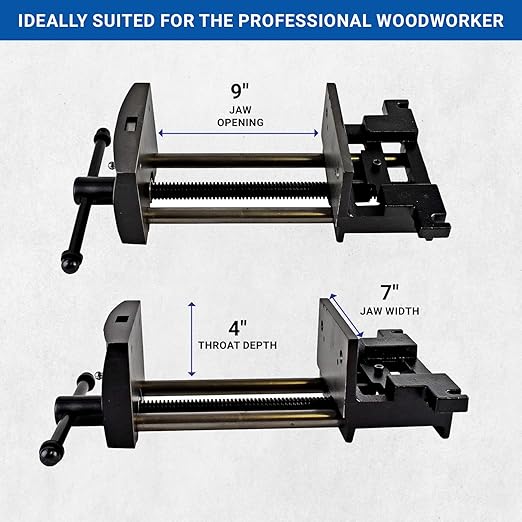 Yost Vises 7WW-DI 7" Heavy-Duty Ductile Iron Woodworker's Vise, Black