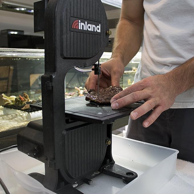 Inland Craft DB-100 Band Saw Machine, Tabletop Wet Tile Saw for Cutting Stained Glass, Stone, Plastic, Coral, Metals, Wood, Cut Free-Form Cabochons, Shapes & Curves - Includes THREE Blades