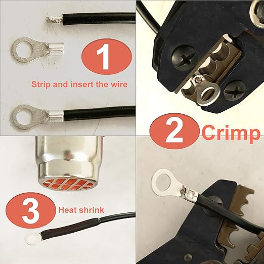 260PCS AWG 22-16 16-14 12-10 Copper Ring Fork Terminals Tin Plated Non-Insulated Electric Wire Connectors
