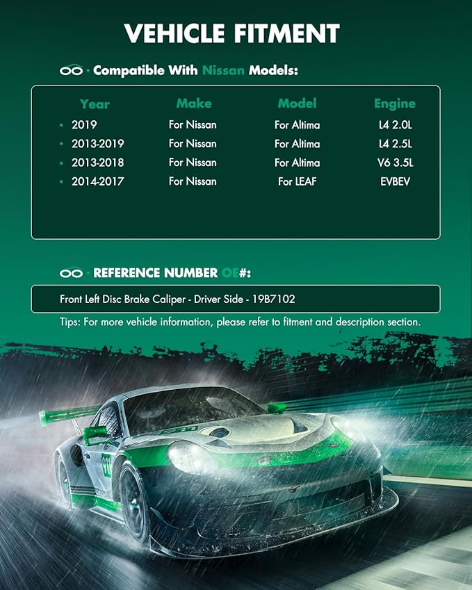 SCITOO 19B7102 Front Left Disc Brake Caliper Assembly w/Bracket For Nissan For Altima 2013-2019,For Nissan For LEAF 2014-2017