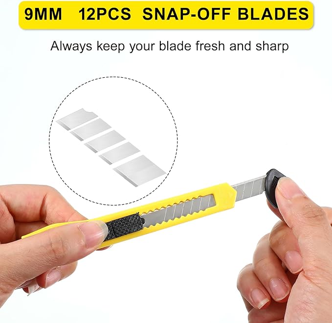 300 Pcs Box Cutters Retractable Utility Knife Office Supplies 9mm Wide Blade Cutter Compact Razor Knife for Home Use(Multicolor)