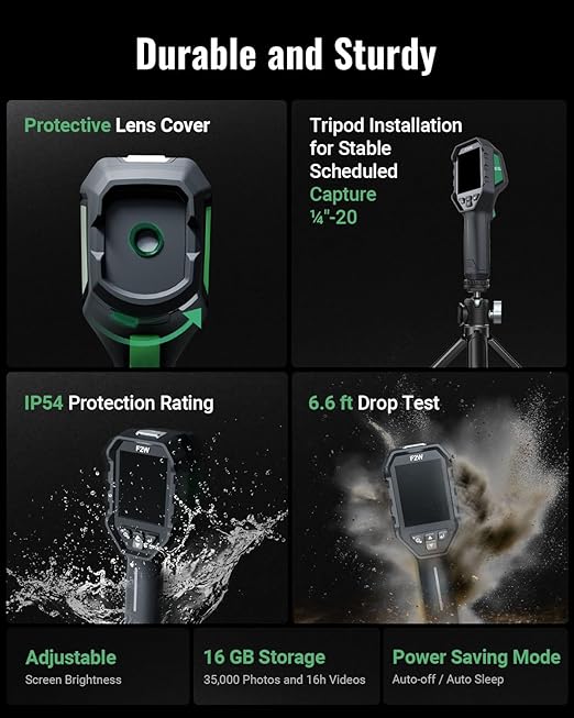 F2W Thermal Camera 256x192 IR Resolution, 640x480 Super Resolution Thermal Imaging Camera with IntellFault Intelligent Scene,3.2" Screen,25Hz,-4°F to 1022°F,App Image Transfer & PC Analysis, Case