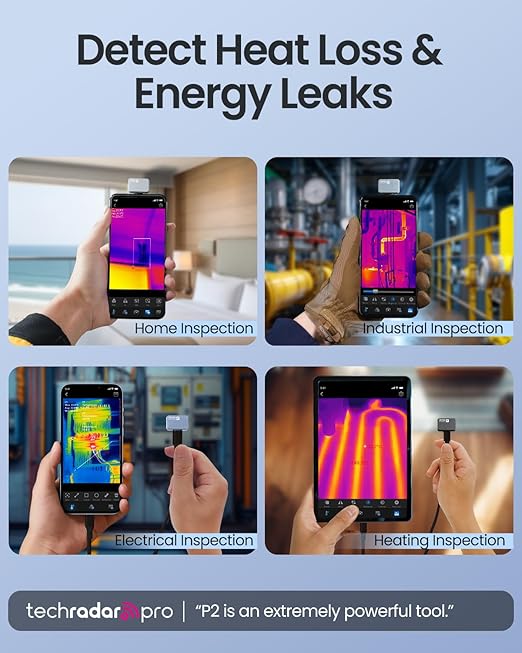 P2 Thermal Camera for Android, Thermal Imager with 512 × 384 Super IR Resolution, 1.5℃ PCB Accuracy, -4℉ to 1112℉ Thermal Imaging Camera (P2 Android)