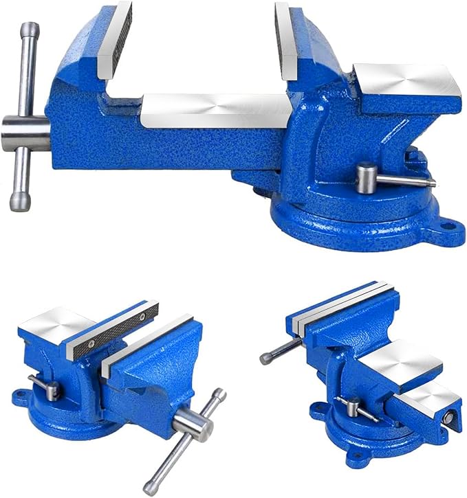 5" Heavy Duty Bench Vise with Anvil Swivel Table Top Clamp Locking Base