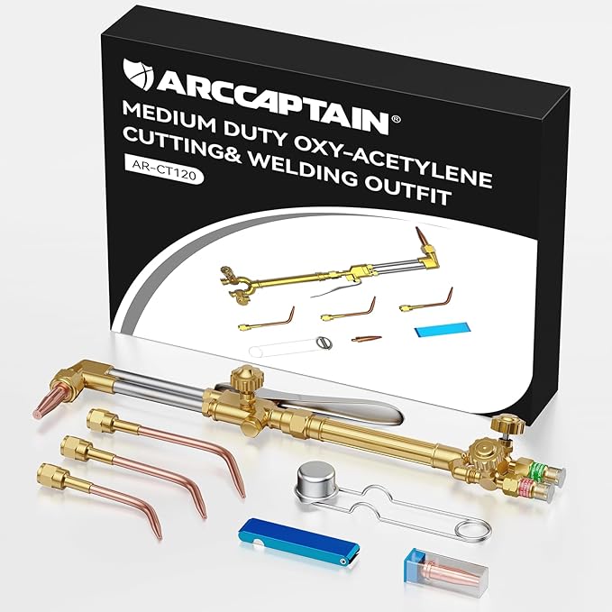 ARCCAPTAIN Oxy Acetylene Cutting Torch, Medium Duty CA1350 Cutting Welding Torch with Check Valve, Cutting Tip 1-3-101, Suitable for Automobile Repair and Metal Cutting