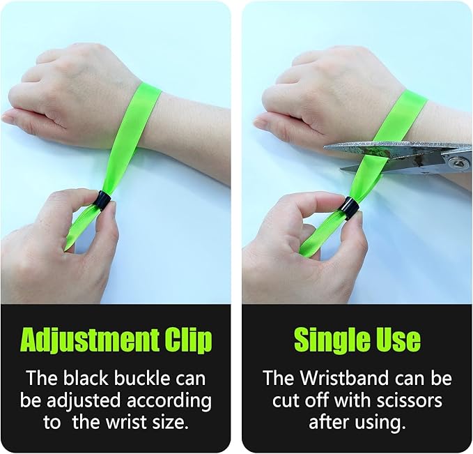 100 Pcs Cloth Event Wristband, Disposable Wristbands for Events, Colored Wristbands Events,for Lightweight Concert,Club Entrance Wrist Strap Party Wristband Event (Color : Green2)