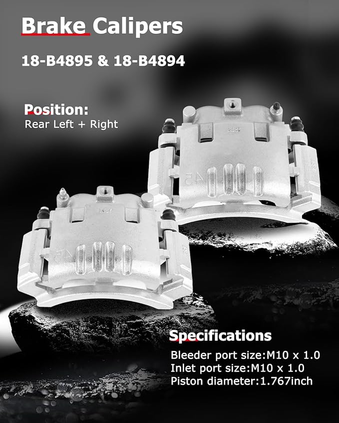 cciyu Front & Rear Brake Calipers Assembly w/Bracket 18-B4891 18-B4890 18-B4895 18-B4894 For Dodge For Ram 1500 2006-2008,For Dodge For Ram 2500 2004-2008,For Dodge For Ram 3500 2003-2008