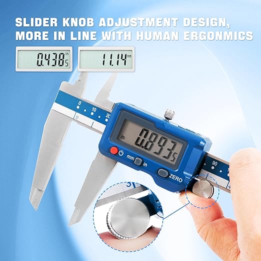 Dasqua 12”/300mm Digital Caliper, Stainless Steel Precision Measuring Tool, Large LCD, Eco-Friendly Case, 0.0005”/0.01mm Resolution, 0.001”/0.02mm Accuracy