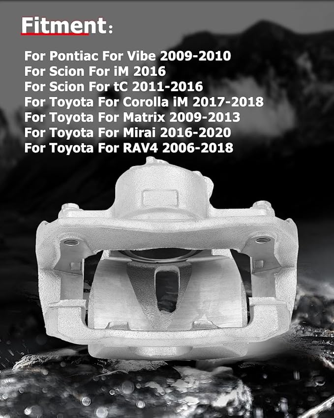 cciyu Front Right Brake Caliper Assembly w/Bracket 19B3195 For Pontiac For Vibe,For Scion For iM/For tC,For Toyota For Corolla iM/For Matrix/For Mirai/For RAV4