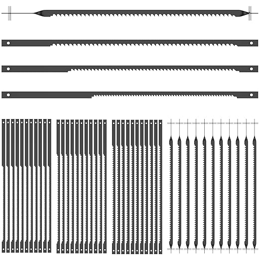 48Pcs Scroll Saw Blade Pin End Set Compatible with MS20 MS20-01 MS51-01 High Carbon Steel 4inch Woodworking Metal Cutting Scroll Saw Blade Assortment Kit 15TPI 18TPI 24TPI for Wood US