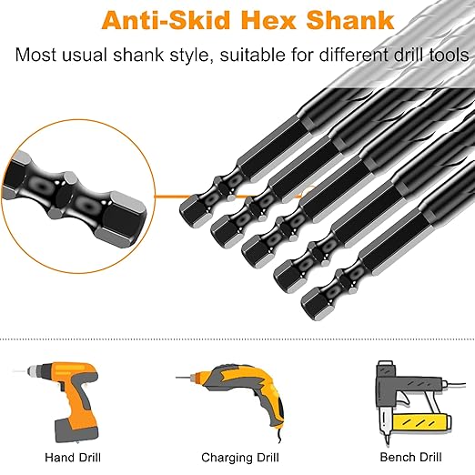 Masonry Drill Bit Set & Concrete Drill Bit Set, Professional Industrial Strength Carbide Drill Bits Tip (10PCS) for Concrete/Glass/Brick/Cement/Tile/Wood/Etc, 5/32"-1/2" by TITGGI