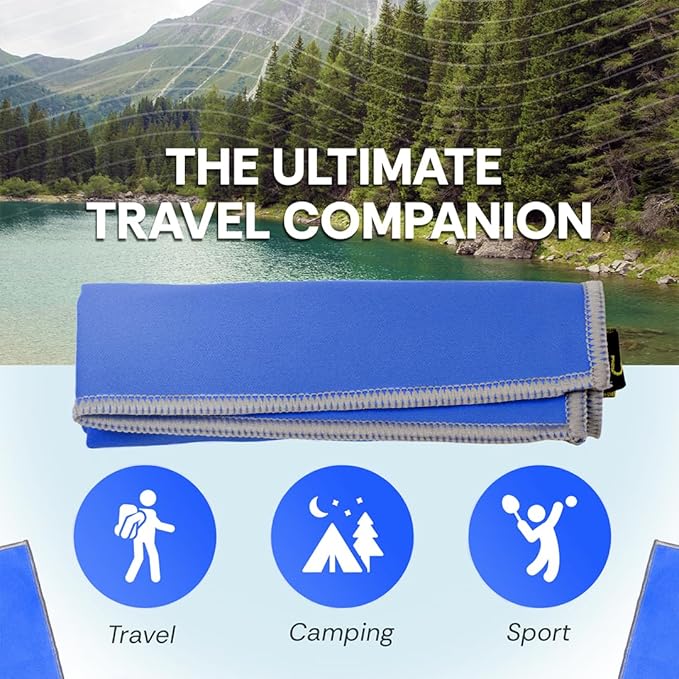 Backpacking Ultralight Quick Dry Microfiber Soft Fast Drying Hand and Face Towel Wash Cloth Camping Yoga Hiking Active Lifestyle Small (Blue, Small)