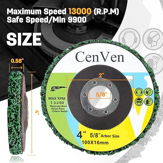 10 Pack Strip Disc Stripping Wheel for Angle Grinder, Grinding Wheels Stripper Wheels for Removing Paint, Wood, Rust Welds, Oxides of Metal (4'' x 5/8'')
