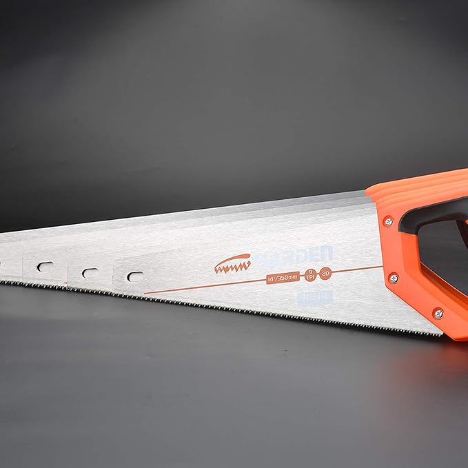 18" Hand Saw – Heavy-Duty High-Carbon Steel Blade, Ultra-Sharp Hardened Teeth, Double-Sided Ground for Faster Cutting, Soft TPR Handle – Ideal for Woodworking & Carpentry