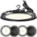 LED High Bay Light 150W, 10' UFO Commercial Lighting Fixture w/Isolated Power Supply, w/Plug for Garage Shop Warehouse Workshop, 5000k 21000lm Dimmable IP65 UL ETL Listed (4-Pack)