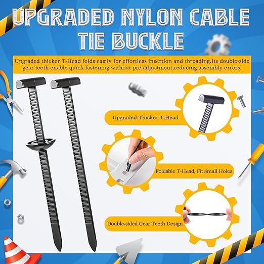 150 Pcs Nylon Universal Cable Tie Buckle Heavy Duty Self Locking Rivet Zip Ties Multifunctional Nylon with Pin Button Design Plastic Cable Tie Tool Fastener for Car Daily Auto Fixing