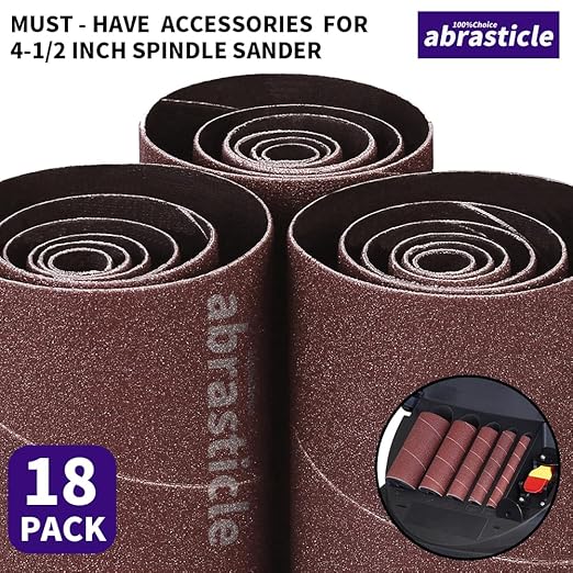 18 Pack Spindle Sander Sleeves, Sanding Sleeves for Oscillating Sander, 120 Grit Sandpaper, 4-1/2" Length, Each 3 of 1/2",3/4",1",1-1/2", 2", 3" Diameter