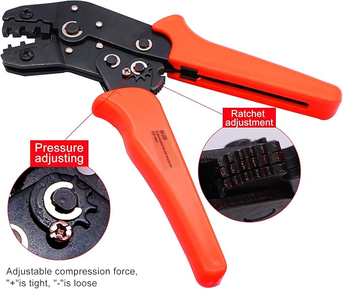 Twidec/Wire Crimping Pliers 0.25-1mm² Dupont Crimping Tool Ratcheting Wire 30-18AWG Crimping Tools Manual Crimp Fold Tool For 3.96mm, 2.54mm, 2.5mm Dupont JST XH Connectors SN-28B