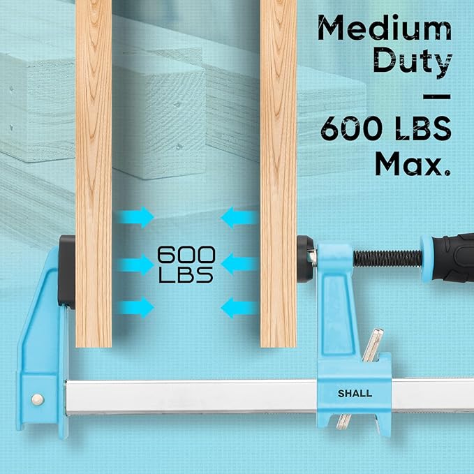 SHALL 6-Inch & 12-Inch Steel Bar Clamps Set, 4-pack Medium-Duty Quick-Release F Clamps, 600 Lbs Load Limit for Woodworking, Metal working, DIY and Crafts