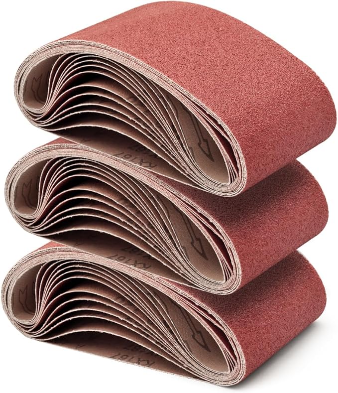 24 Pcs 3x21 Sanding Belts 3x21,Aluminum Oxide Sanding Belt (8 Each of 40 60 80 Grits) for Belt Sander