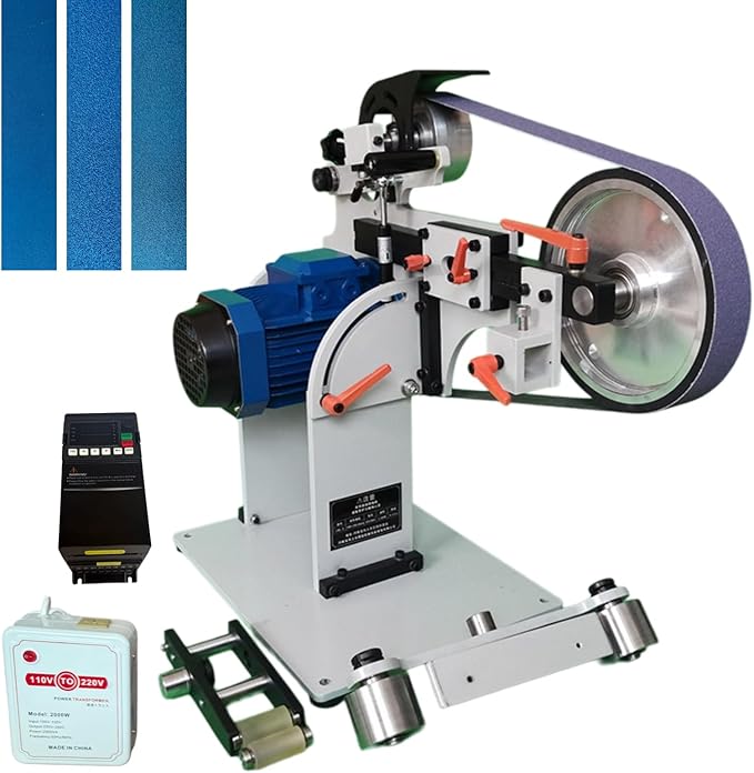 JLD 2 * 72-82Belt Grinder Sander, equipped with 2.2KW VFD, three sets of grinding heads, and 3 zirconia corundum sand belts (60 100 180) compatible with 2 * 72 sand belts