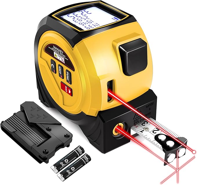 Laser Tape Measure 3 in 1 Laser Rangefinder Tape Measure 135ft Laser Measuring Tape & 16ft Tape Measure for Pythagorean, Area, Volum, Multi-Unit Conversion (Ft/Ft+in/in)