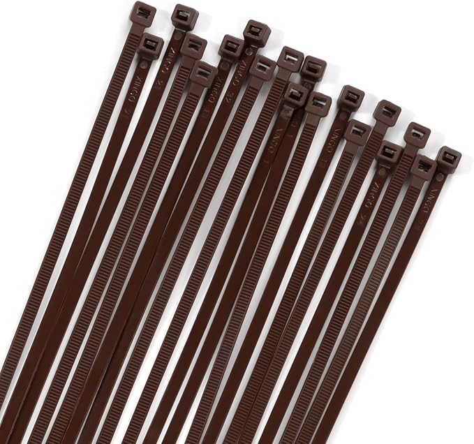 XINGO 100PCS Cable Zip Ties Heavy Duty, Premium Nylon Plastic Wire Ties with 50 Pounds Tensile Strength, Self-Locking Black Nylon Zip Ties for Indoor and Outdoor (6 inch, Brown)