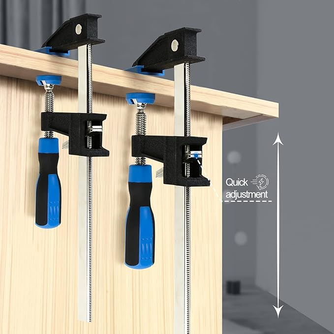Bar Clamps for Woodworking 24 Inch,2-Pack Wood Clamps Adjustable and Release Quickly,Throat Depth 2.5 Inch, Serrated Steel Rail,Bar Clamps Force 600 Lbs